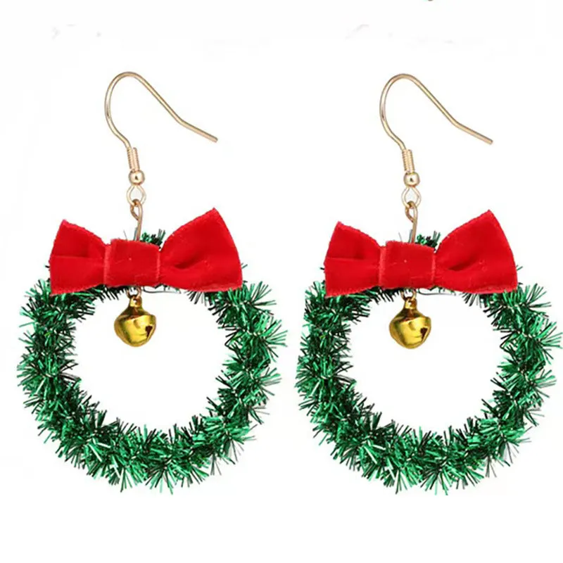 Wholesale Fashion Christmas Cute Cartoon Christmas Tree Bell Light Bulb Snowflake Alloy Earrings