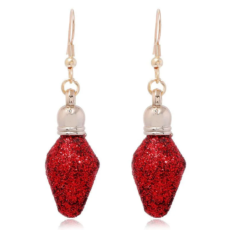 Wholesale Fashion Christmas Cute Cartoon Christmas Tree Bell Light Bulb Snowflake Alloy Earrings