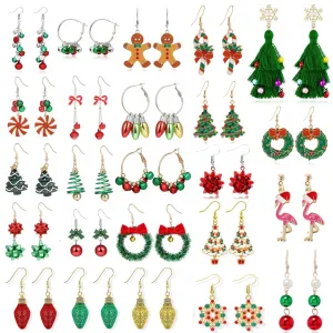 Wholesale Fashion Christmas Cute Cartoon Christmas Tree Bell Light Bulb Snowflake Alloy Earrings