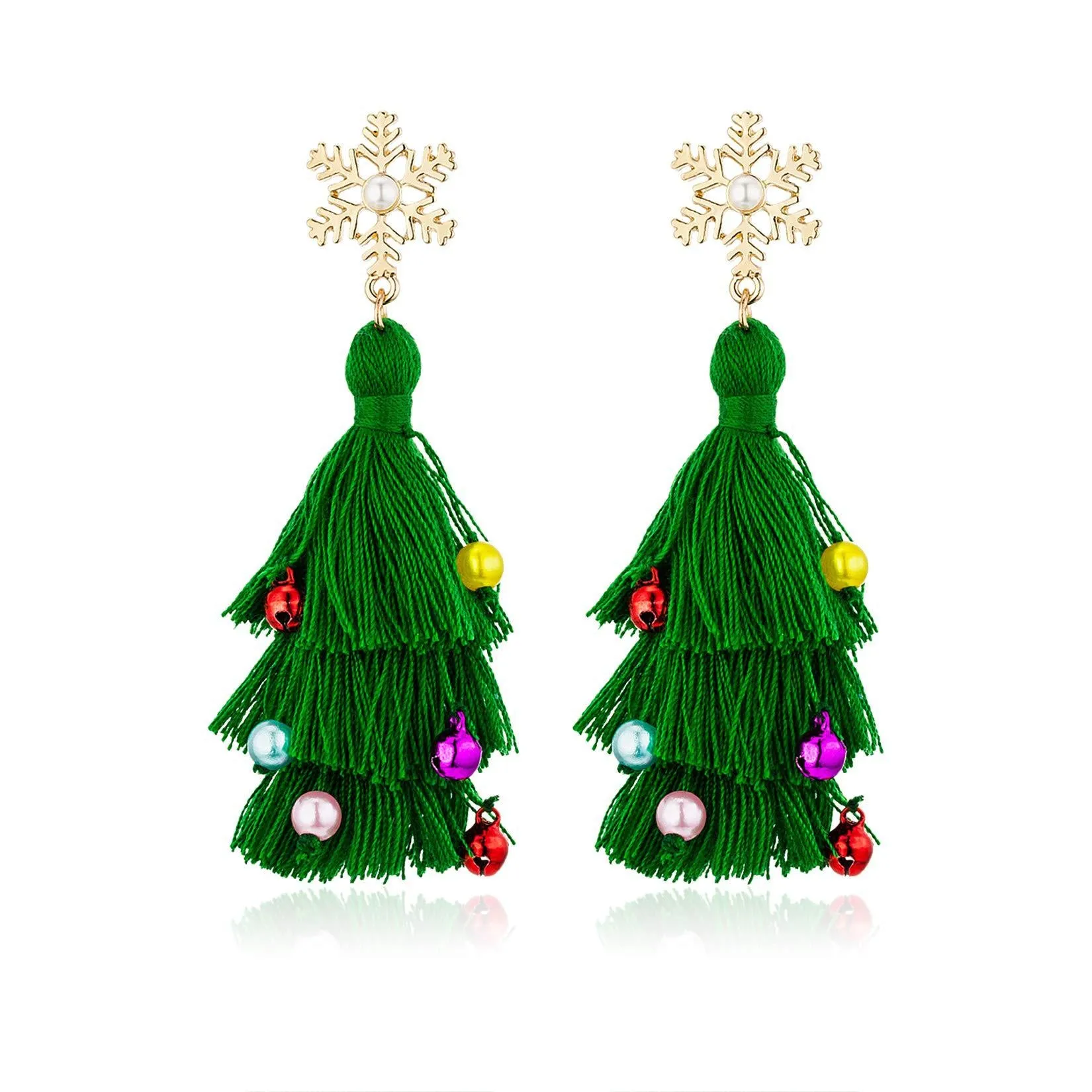 Wholesale Fashion Christmas Cute Cartoon Christmas Tree Bell Light Bulb Snowflake Alloy Earrings