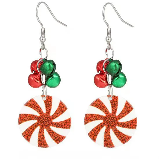 Wholesale Fashion Christmas Cute Cartoon Christmas Tree Bell Light Bulb Snowflake Alloy Earrings