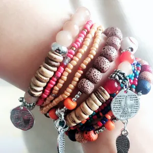 Wholesale  Fashion Color Bohemian Ethnic Style Bracelet  Elastic Rice Beads