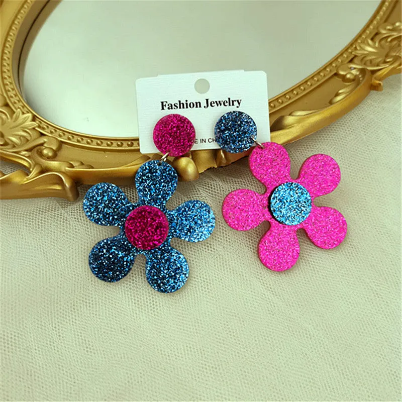 Wholesale Fashion Contrasting Color Five-petal Flower Acrylic Earrings