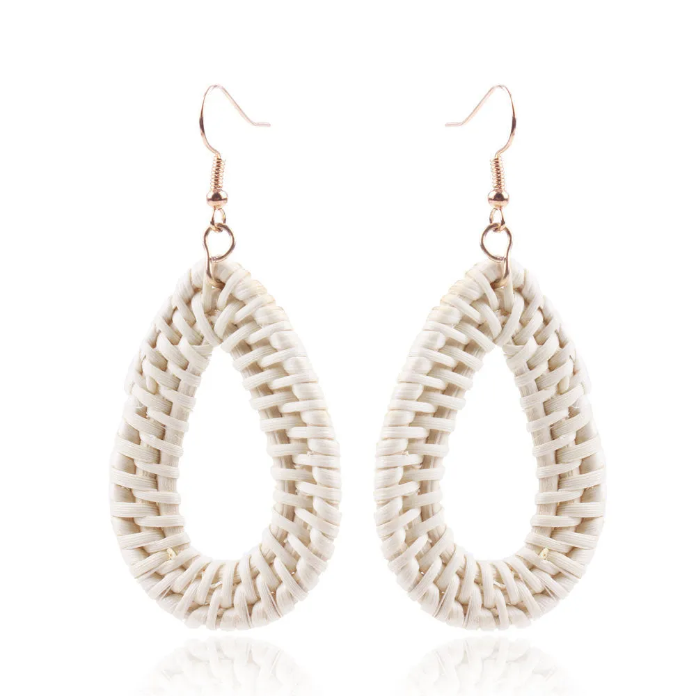 Wholesale Fashion Creative Hand-woven Rattan Vintage Tassel Earrings
