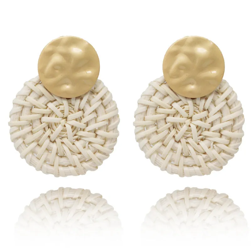 Wholesale Fashion Creative Hand-woven Rattan Vintage Tassel Earrings