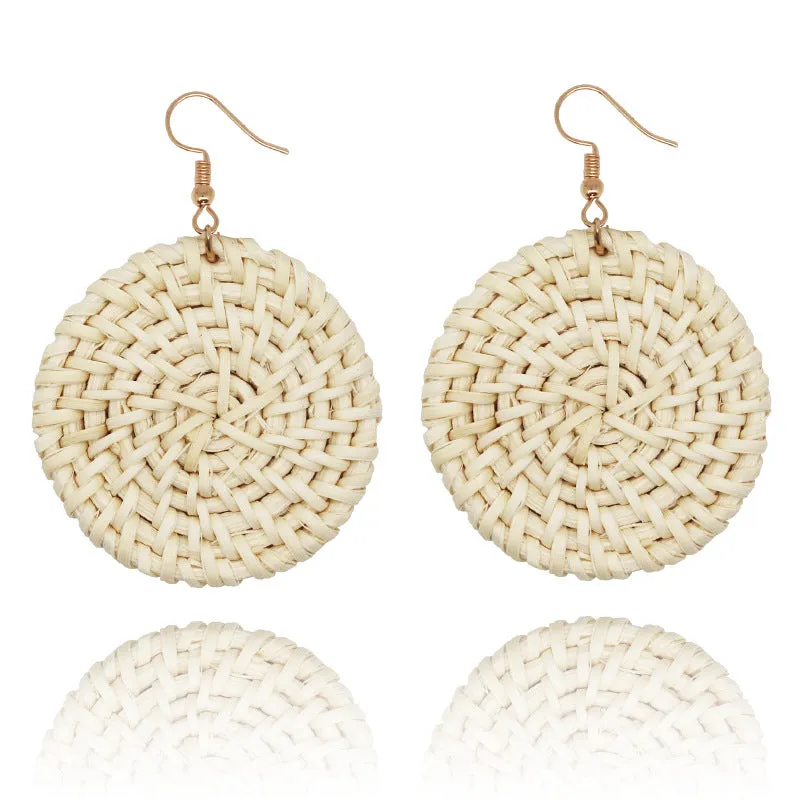 Wholesale Fashion Creative Hand-woven Rattan Vintage Tassel Earrings