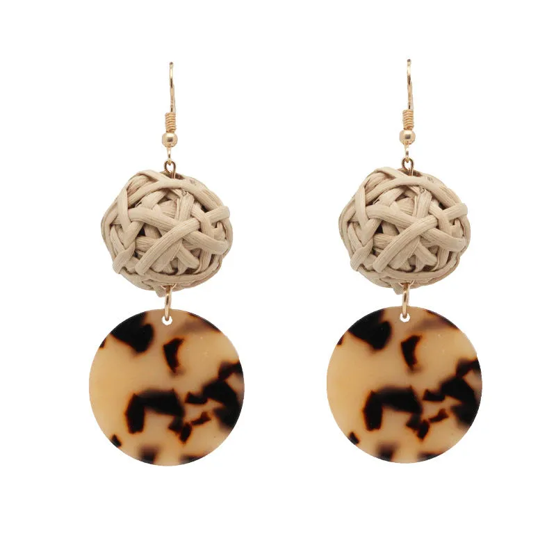 Wholesale Fashion Creative Hand-woven Rattan Vintage Tassel Earrings