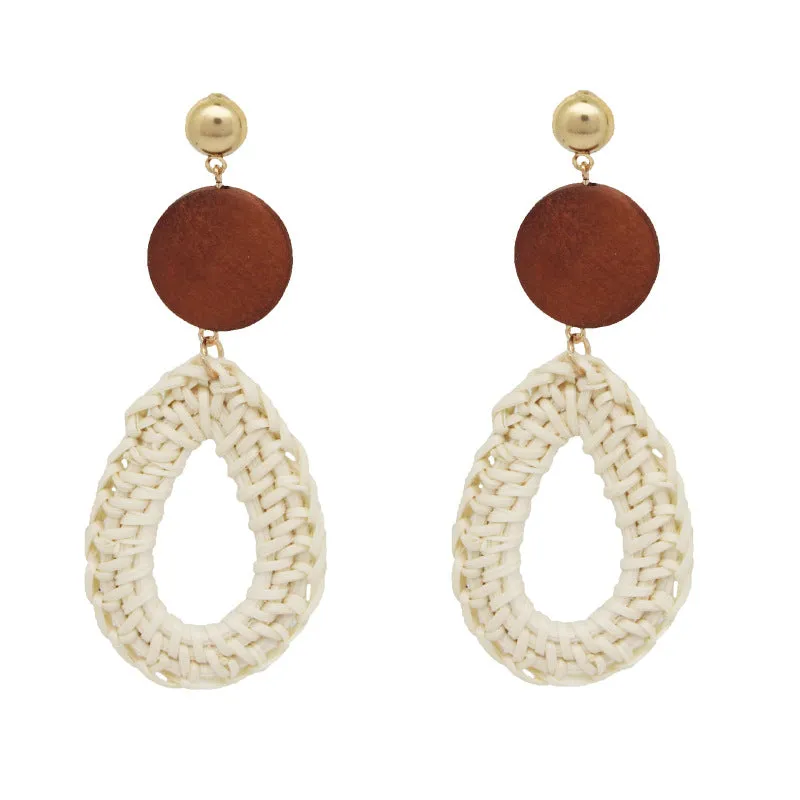 Wholesale Fashion Creative Hand-woven Rattan Vintage Tassel Earrings