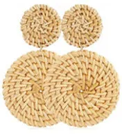 Wholesale Fashion Creative Hand-woven Rattan Vintage Tassel Earrings