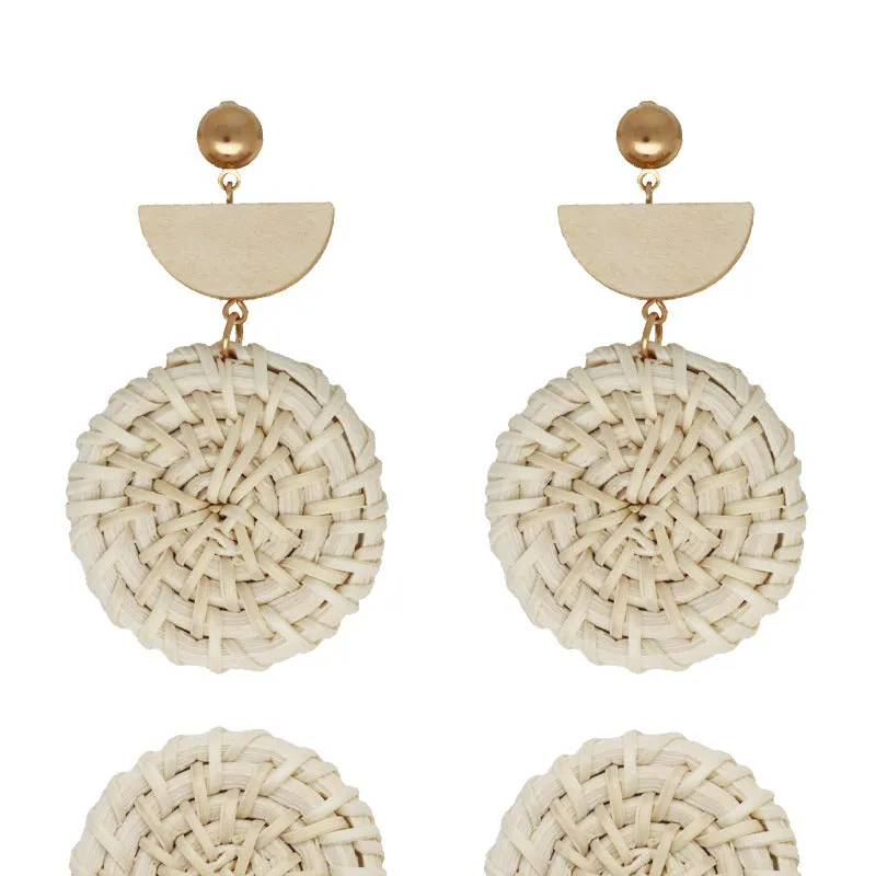Wholesale Fashion Creative Hand-woven Rattan Vintage Tassel Earrings