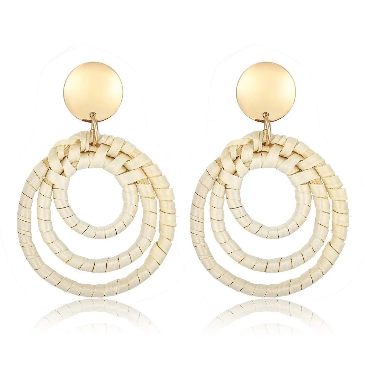 Wholesale Fashion Creative Hand-woven Rattan Vintage Tassel Earrings