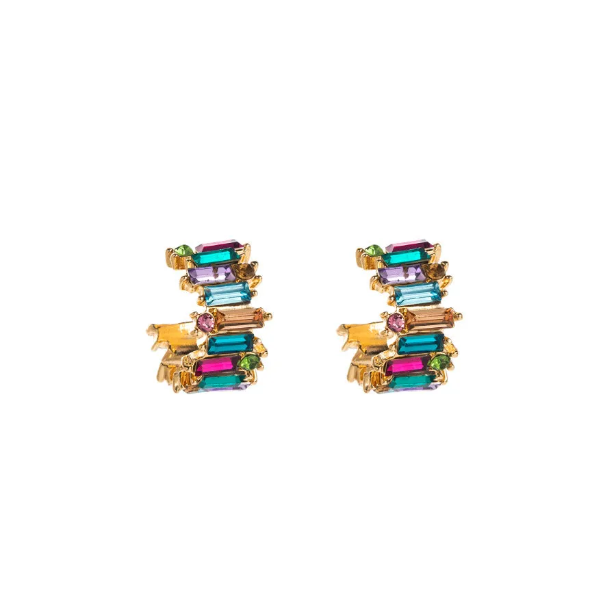 Wholesale Fashion Diamond Simple C Shape Alloy Earrings