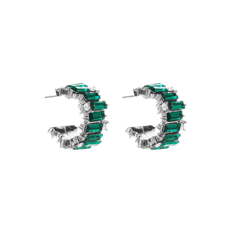 Wholesale Fashion Diamond Simple C Shape Alloy Earrings