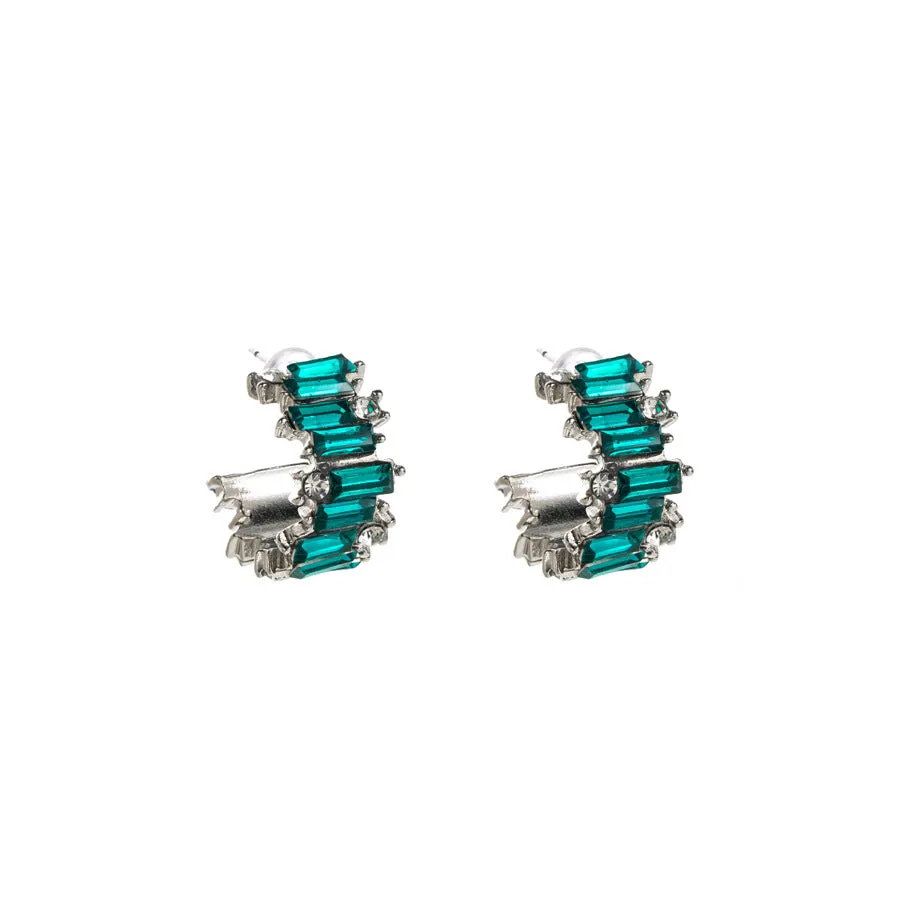Wholesale Fashion Diamond Simple C Shape Alloy Earrings