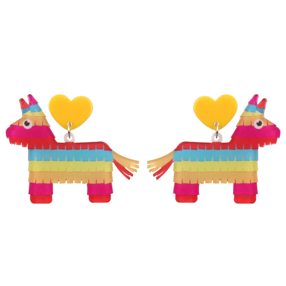 Wholesale Fashion Dragonfly Heart Rainbow Horse Acrylic Earrings