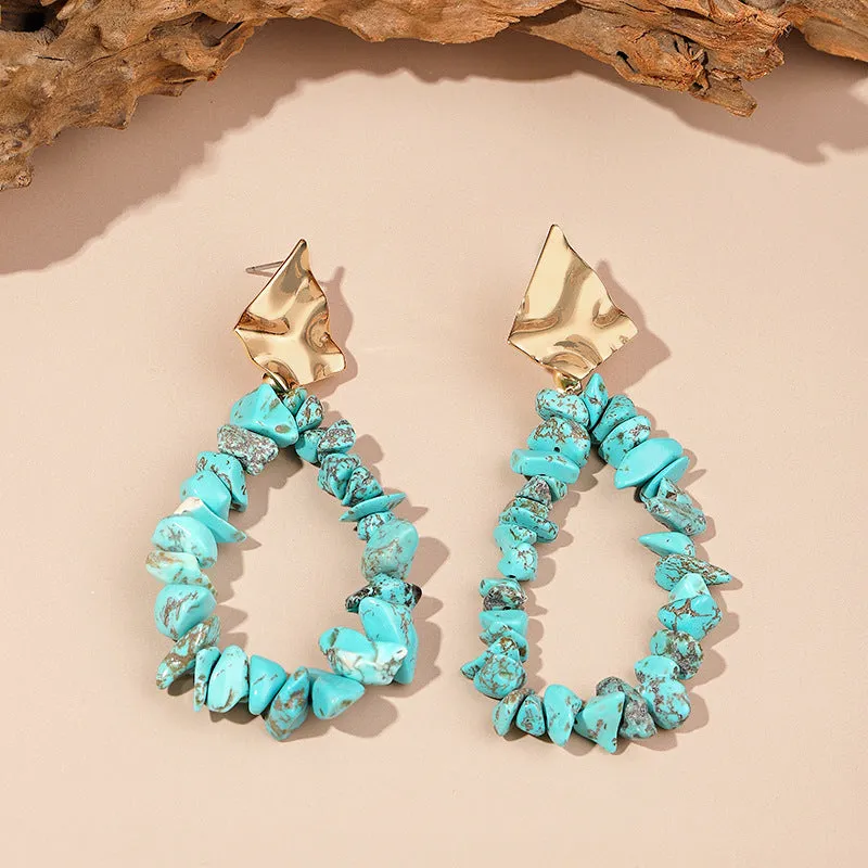 Wholesale Fashion earrings personality creative Bomicia gravel irregular pendant geometric ethnic style Earrings