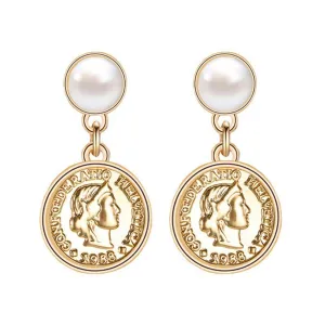 Wholesale Fashion Exaggerated Retro Alloy Pearl Portrait Earrings