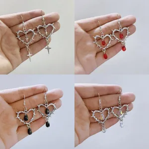 Wholesale Fashion Gothic Handmade Heart and Cross Star Pendant Earrings
