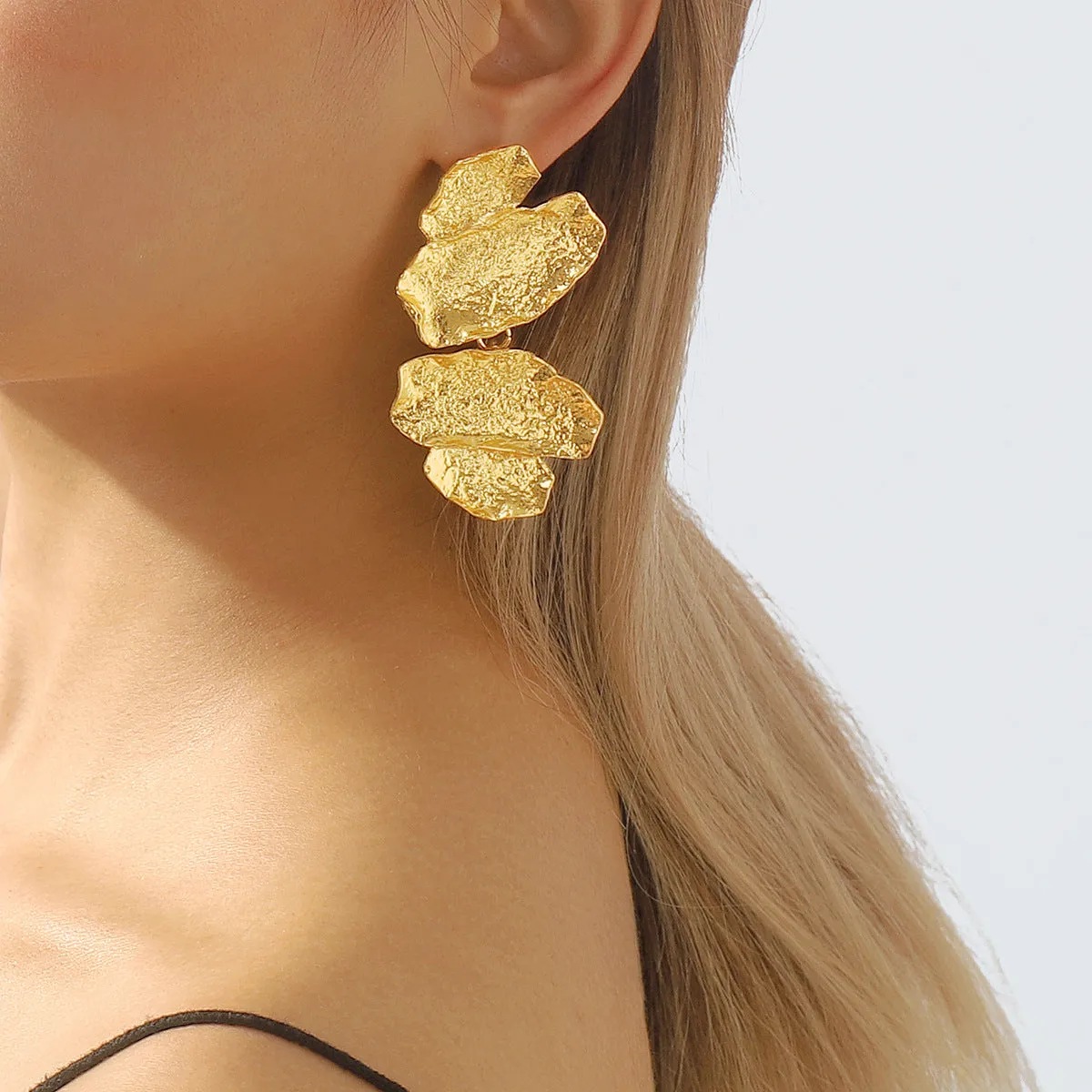 Wholesale Fashion Irregular Retro Exaggerated Geometric Multi-layer Stitching Earrings