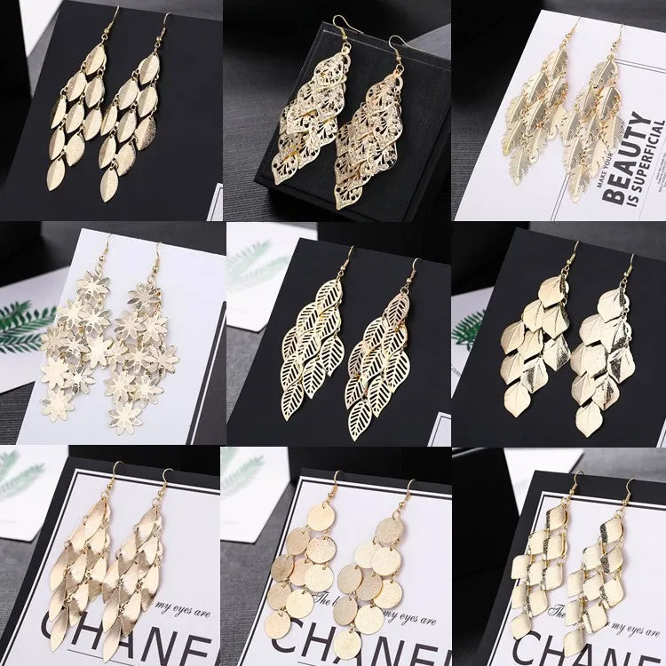 Wholesale Fashion Metal Exaggerated Tassel Long Earrings