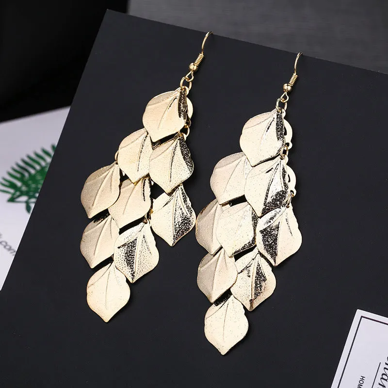 Wholesale Fashion Metal Exaggerated Tassel Long Earrings
