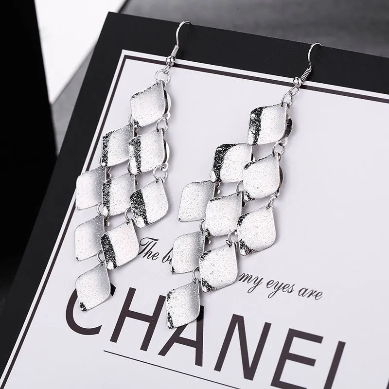 Wholesale Fashion Metal Exaggerated Tassel Long Earrings