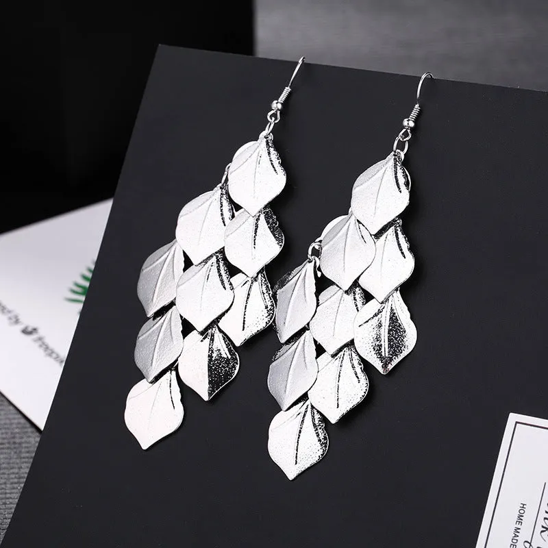 Wholesale Fashion Metal Exaggerated Tassel Long Earrings