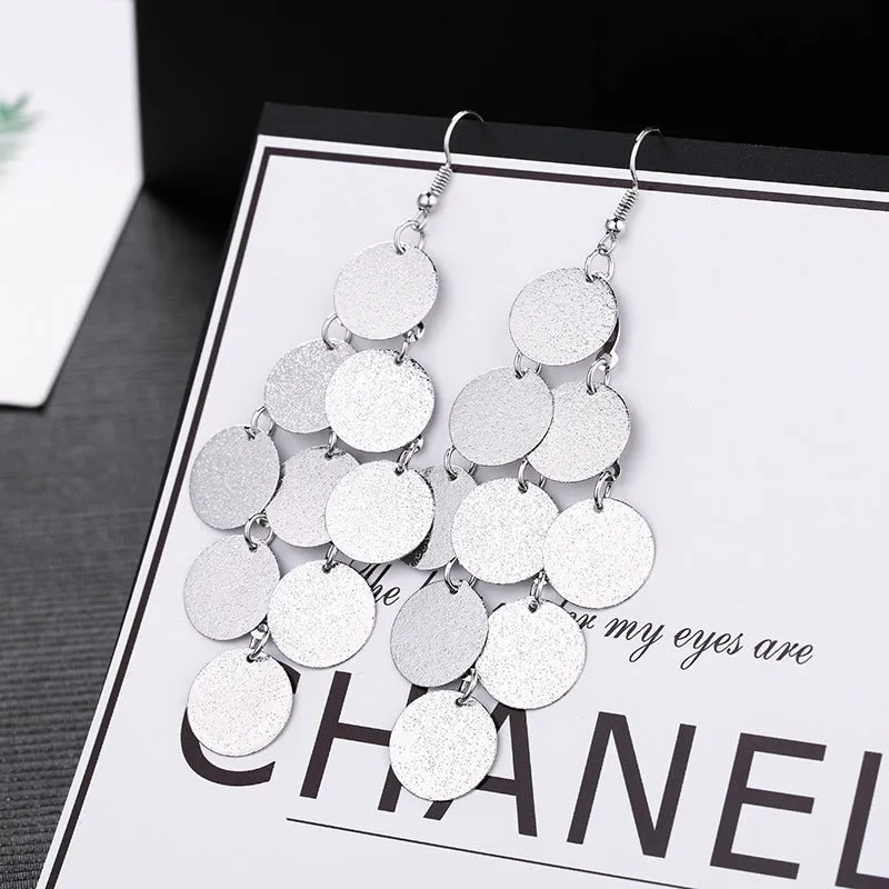 Wholesale Fashion Metal Exaggerated Tassel Long Earrings