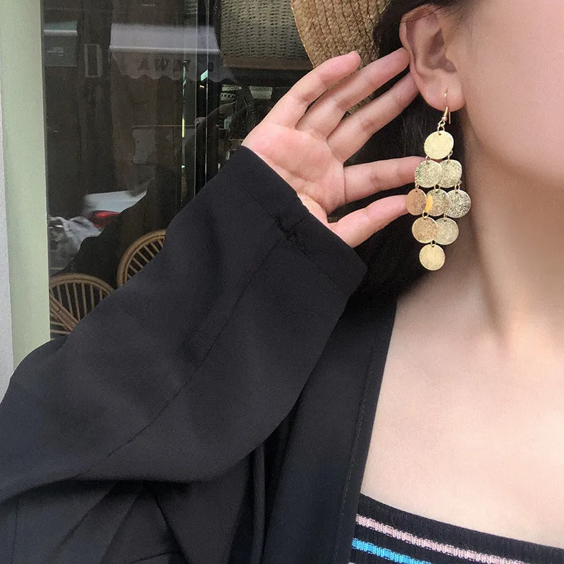 Wholesale Fashion Metal Exaggerated Tassel Long Earrings