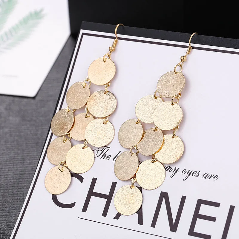 Wholesale Fashion Metal Exaggerated Tassel Long Earrings