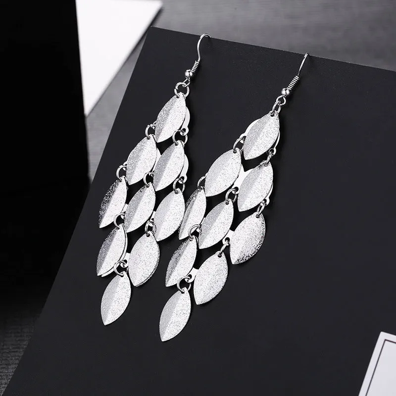 Wholesale Fashion Metal Exaggerated Tassel Long Earrings
