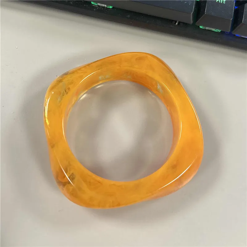 Wholesale fashion new marble acrylic bracelet shaped resin square round bracelet