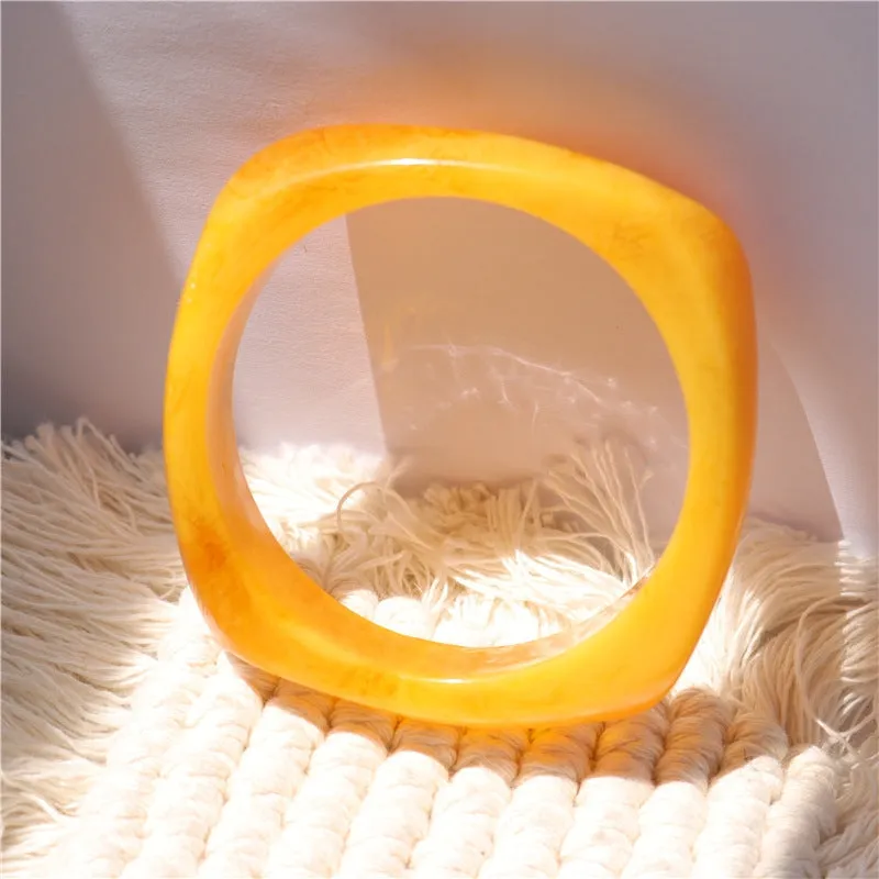 Wholesale fashion new marble acrylic bracelet shaped resin square round bracelet