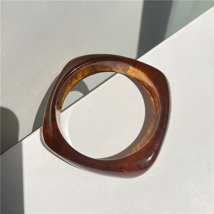 Wholesale fashion new marble acrylic bracelet shaped resin square round bracelet