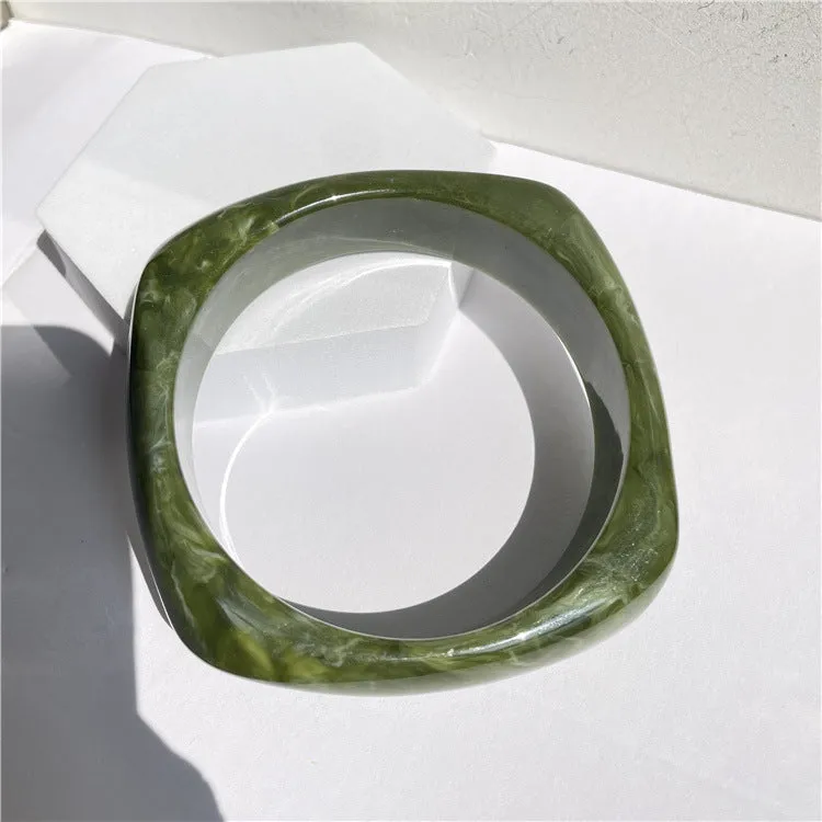 Wholesale fashion new marble acrylic bracelet shaped resin square round bracelet