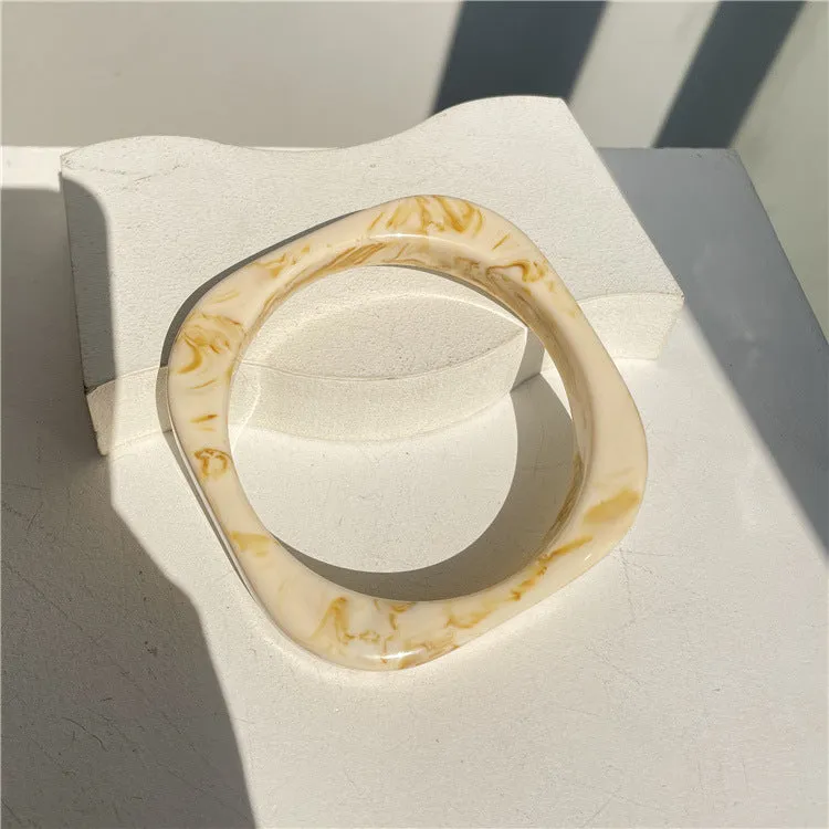 Wholesale fashion new marble acrylic bracelet shaped resin square round bracelet