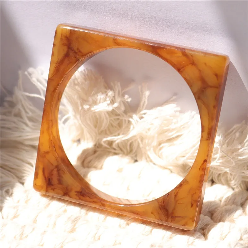 Wholesale fashion new marble acrylic bracelet shaped resin square round bracelet