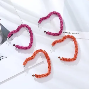 Wholesale Fashion Open Heart Shaped Earrings with Diamonds