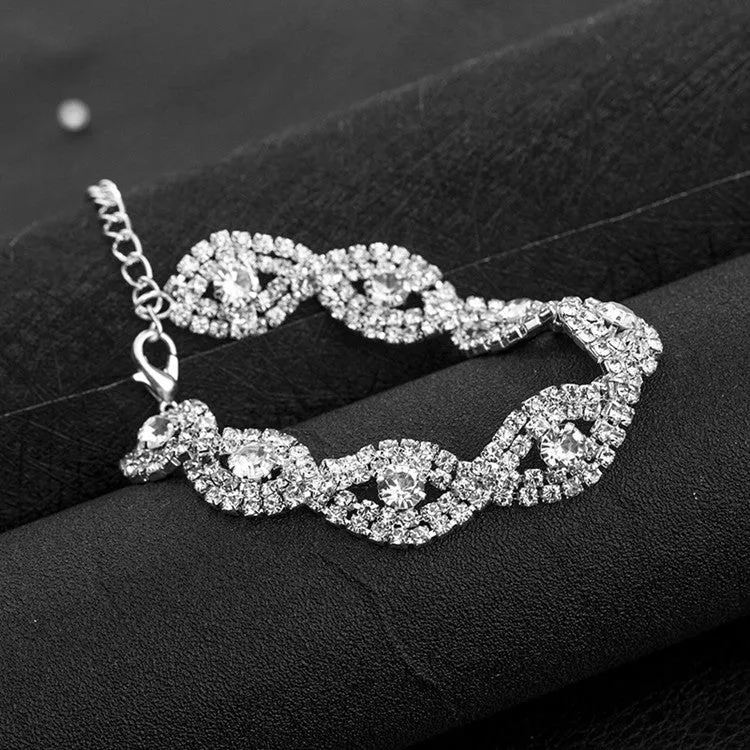Wholesale Fashion Rhinestone Simple Rhombus Geometric Diamond Bracelet