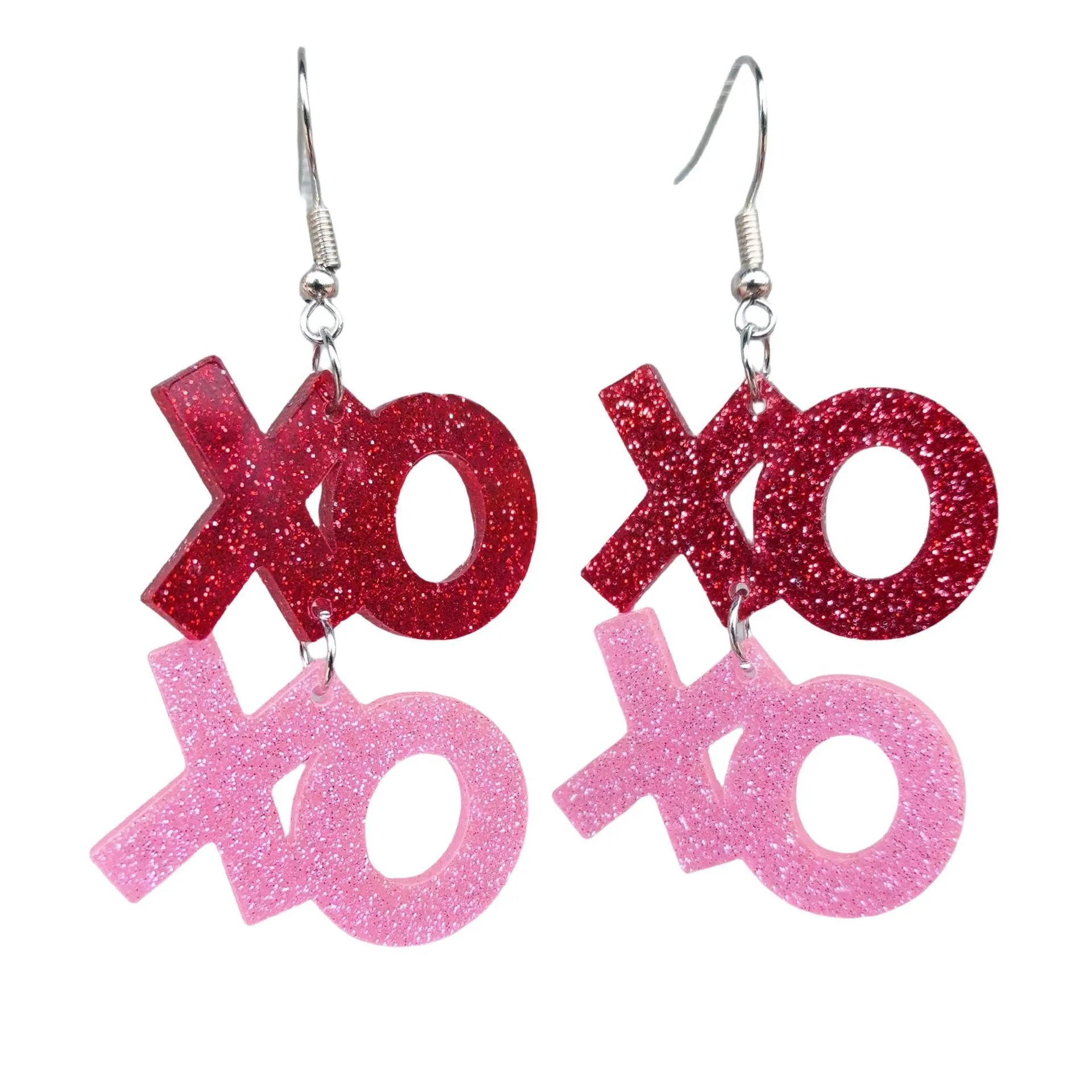 Wholesale Fashion Valentine's Day Love Hollow Heart Shaped Lips XOXO English Letter Earrings