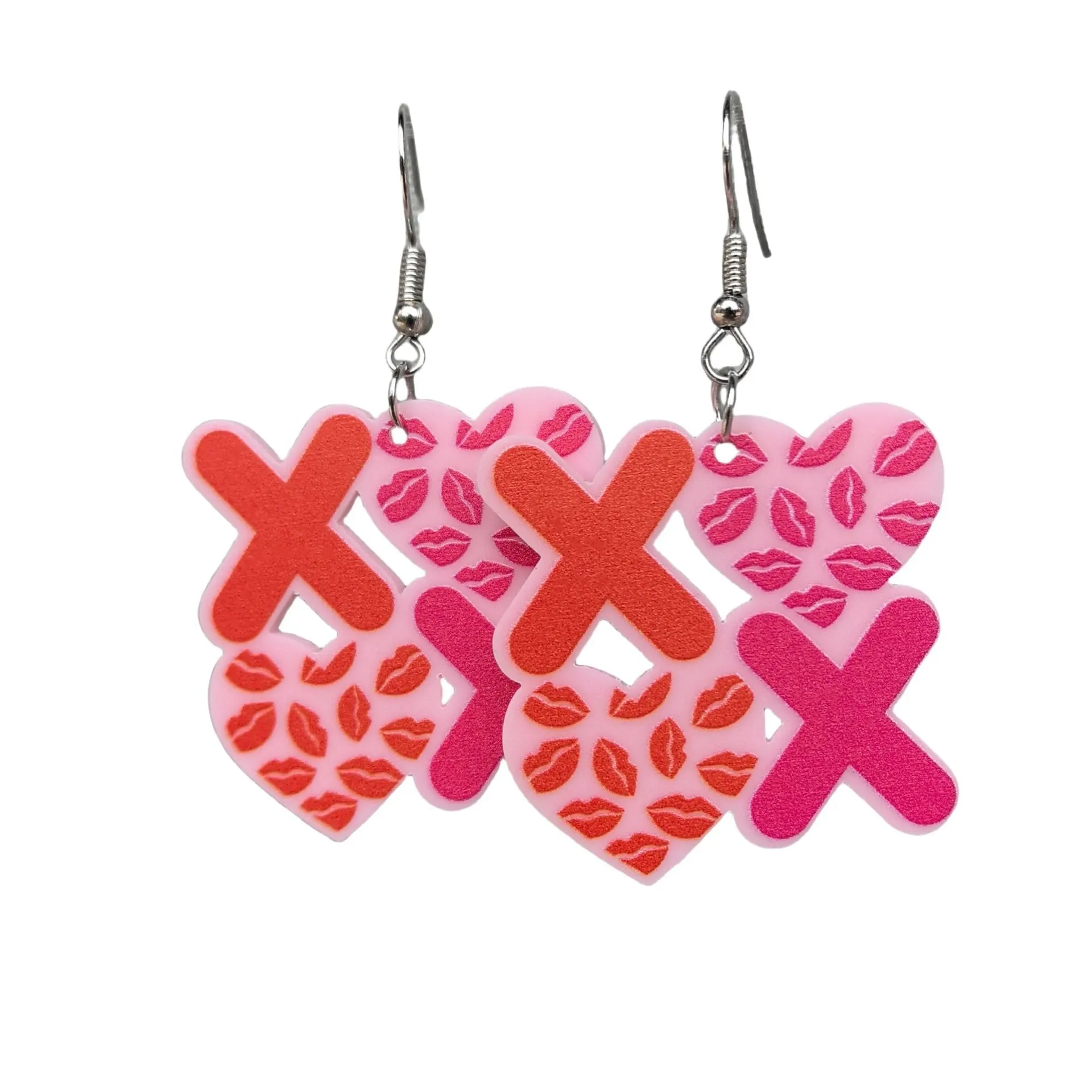 Wholesale Fashion Valentine's Day Love Hollow Heart Shaped Lips XOXO English Letter Earrings
