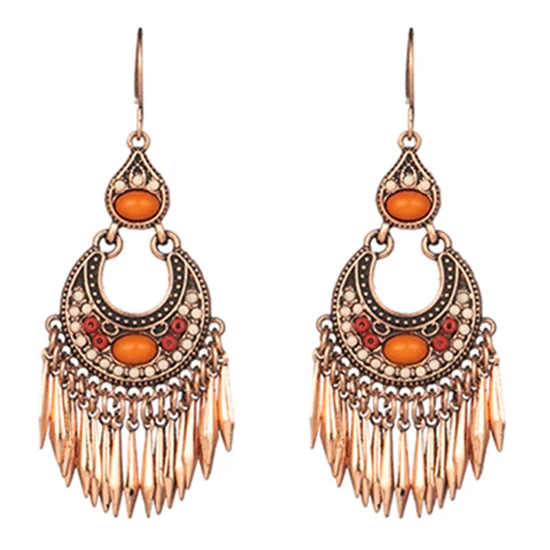 Wholesale Fashion Vintage Gold Tassel Earrings