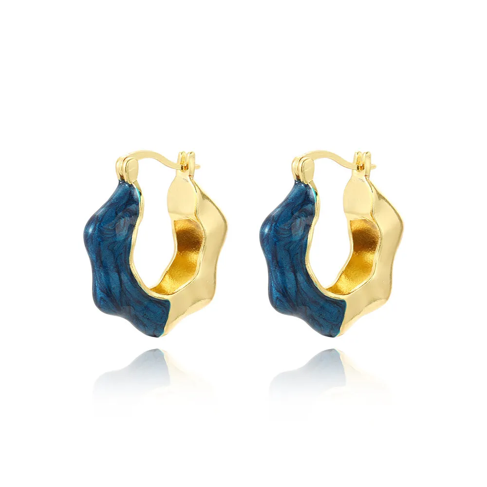 Wholesale Fashion Wavy Colorful Oil Drop Earrings