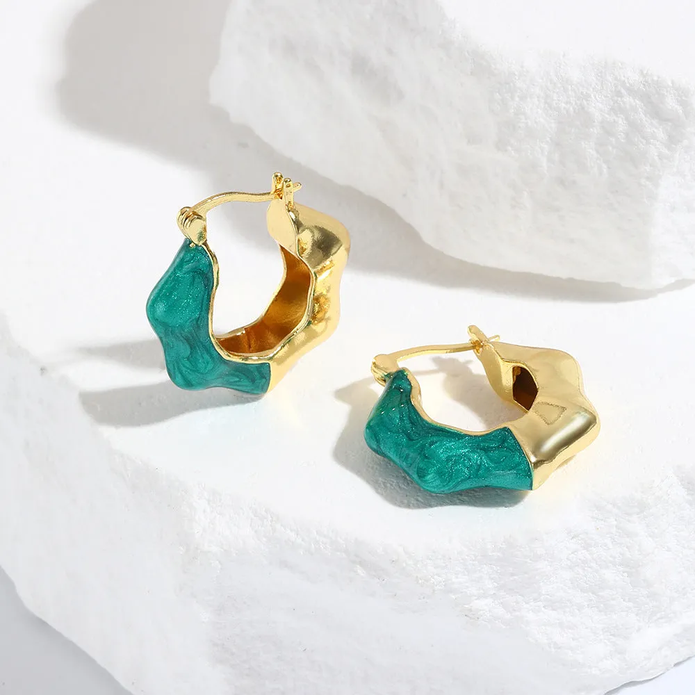 Wholesale Fashion Wavy Colorful Oil Drop Earrings