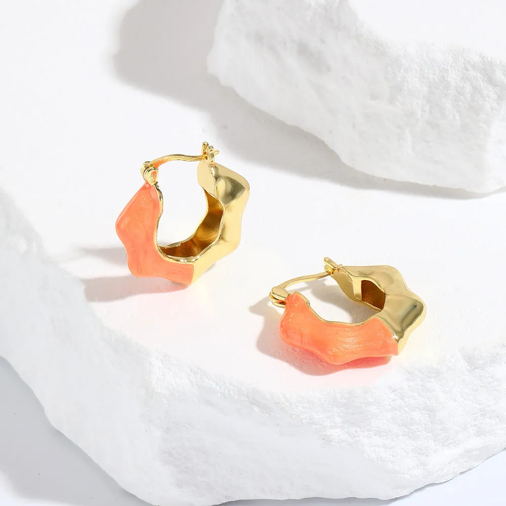 Wholesale Fashion Wavy Colorful Oil Drop Earrings