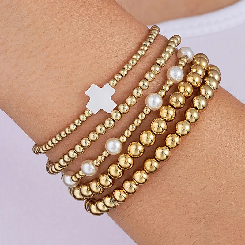 Wholesale Fashionable and simple elastic beaded bracelets 7 pieces