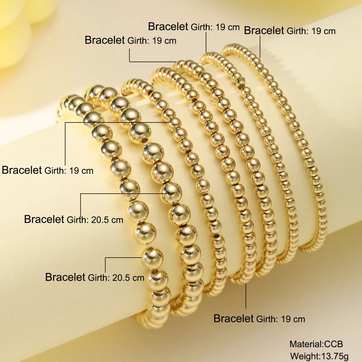 Wholesale Fashionable and simple elastic beaded bracelets 7 pieces