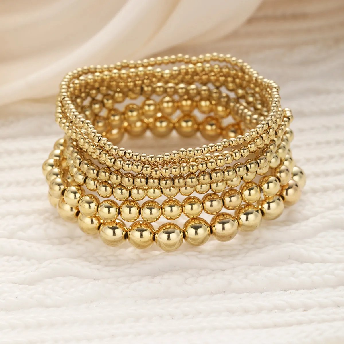 Wholesale Fashionable and simple elastic beaded bracelets 7 pieces