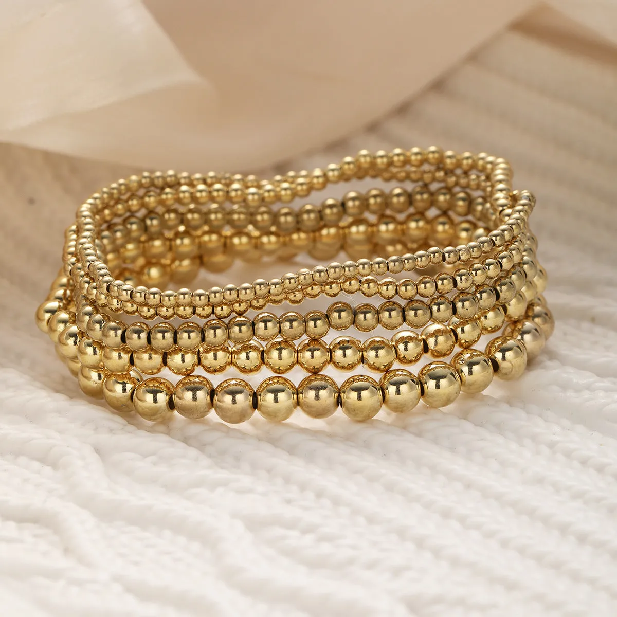Wholesale Fashionable and simple elastic beaded bracelets 7 pieces