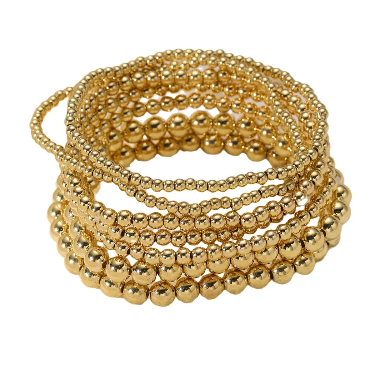 Wholesale Fashionable and simple elastic beaded bracelets 7 pieces